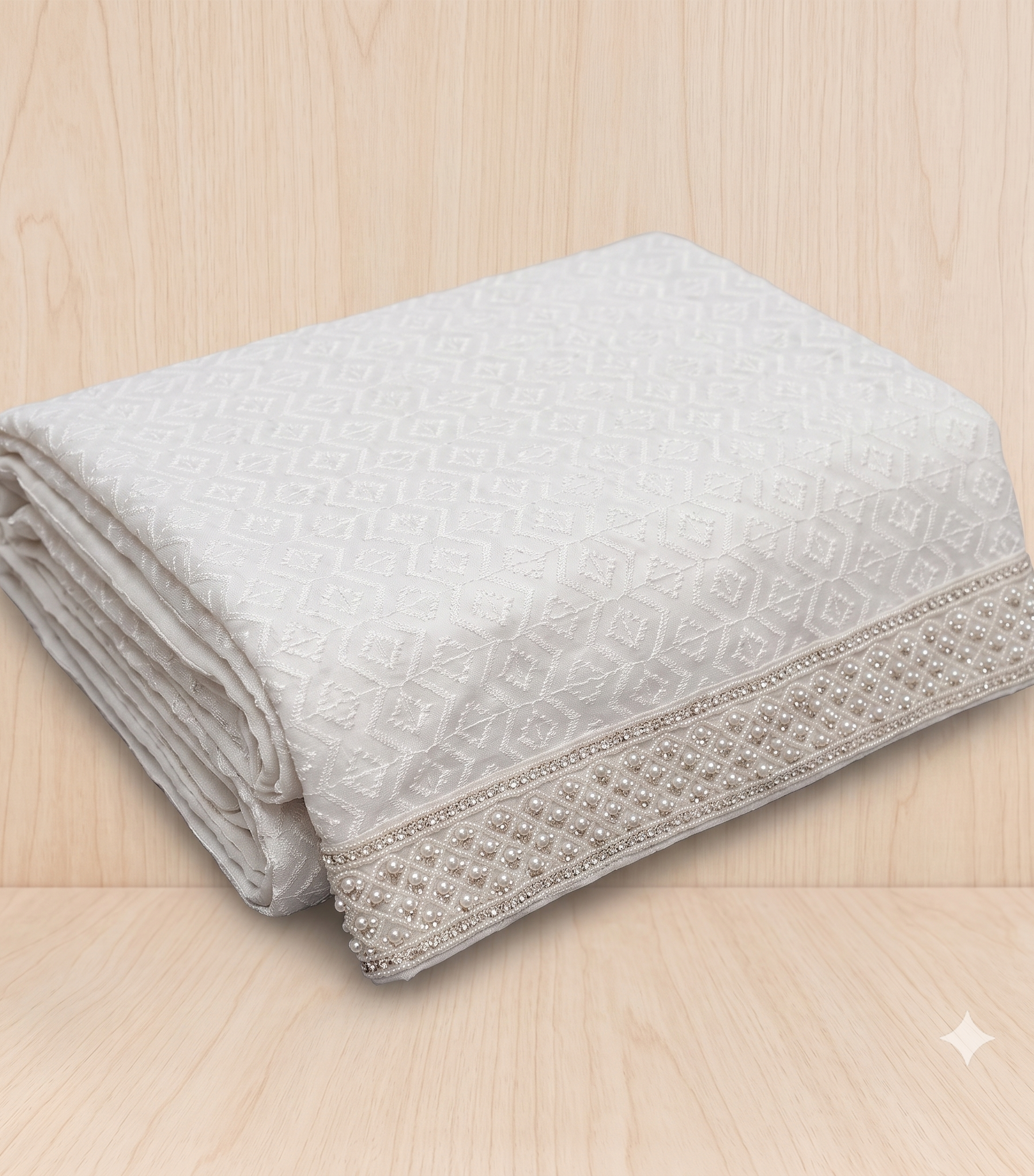 Georgette stole, heavy beads border